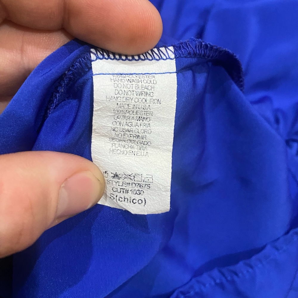 Royal Blue Dolman Sleeve Dress Size Small Elastic Waist Button Front - Picture 4 of 5